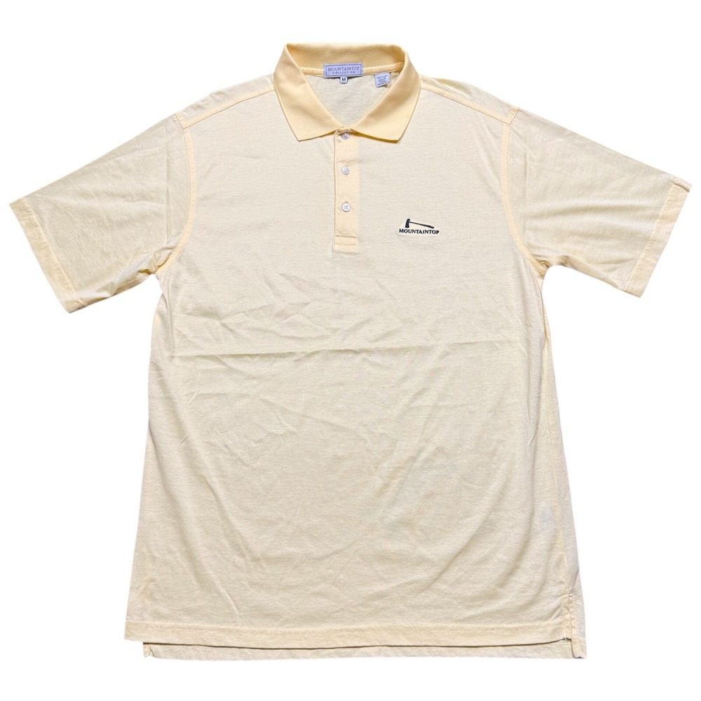 Mountain Top Collection Polo Shirt Mens Medium Yellow Golf Club Pima‎ Cotton